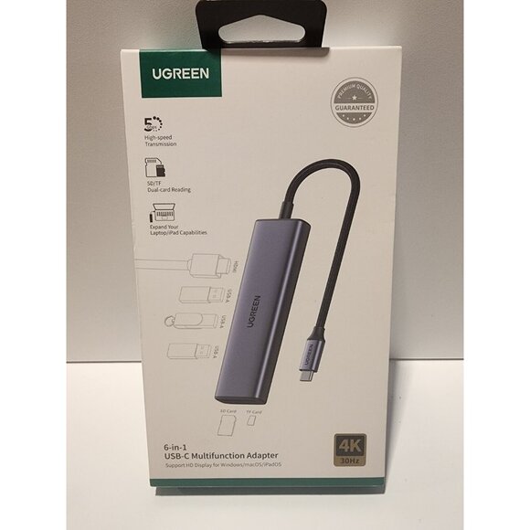 Ugreen 6-in-1 Type C to HDMI +USB 3.0*3 + SD/TF Converter - Picture 1 of 3